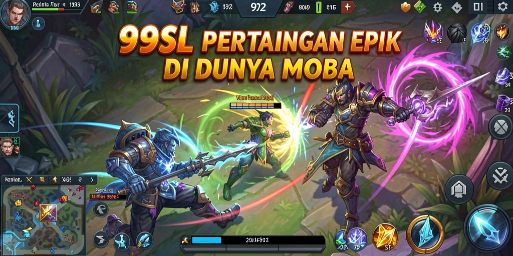 Screenshot gameplay 99SL dengan aksi seru dalam MOBA.