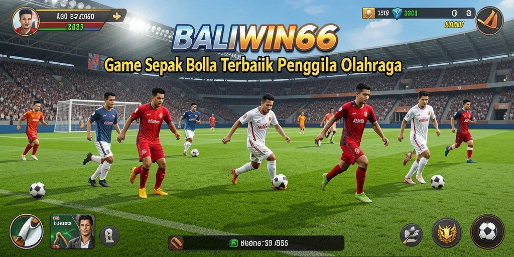 Screenshot BALIWIN66 menampilkan aksi seru permainan sepak bola.