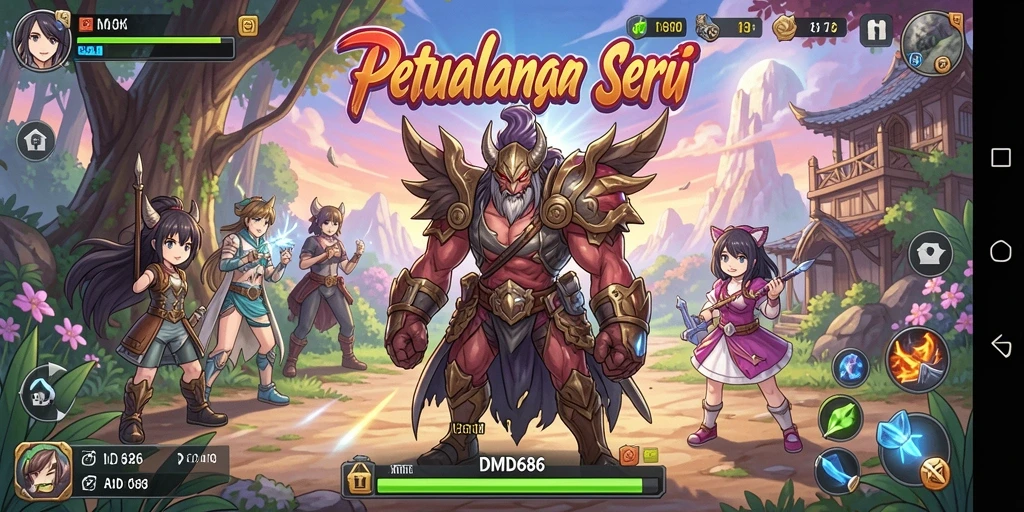 Screenshot gameplay DMD686 menampilkan aksi seru di dunia anime.