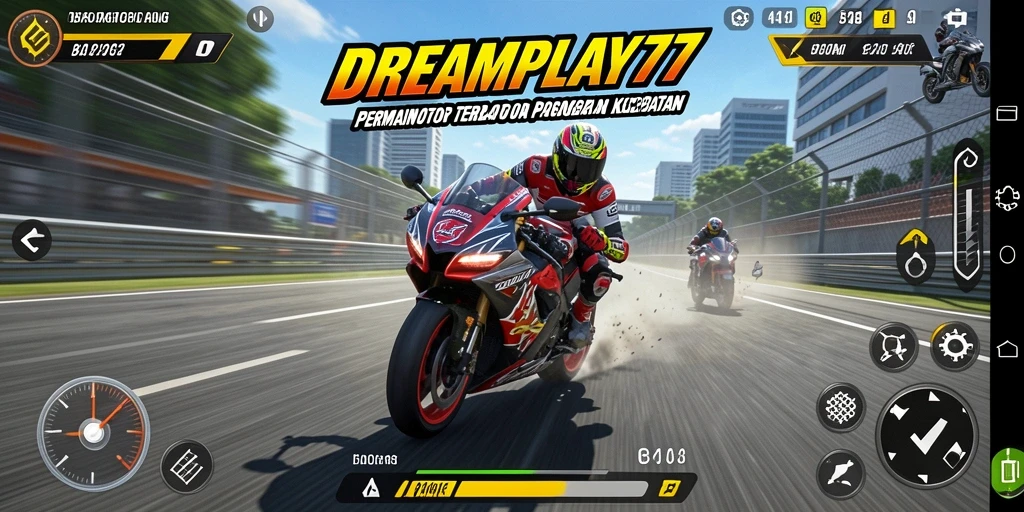 Tampilan menarik dari gameplay balap motor di DREAMPLAY77.