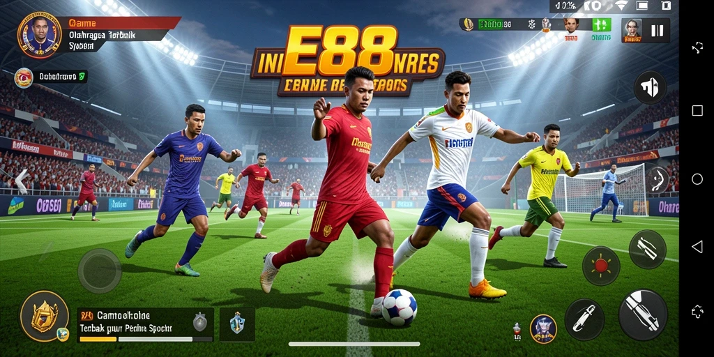 Screenshot gameplay menampilkan aksi dinamis dalam game olahraga E88.
