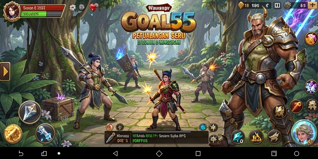Screenshot gameplay GOAL55 menampilkan aksi seru dalam dunia RPG.
