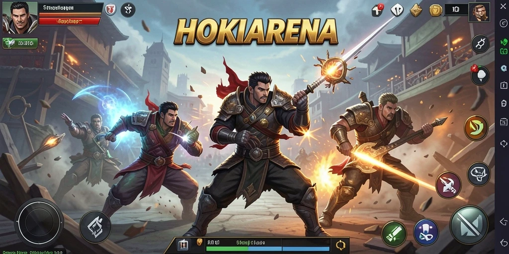 Screenshot HOKIARENA menampilkan aksi seru di medan perang strategi.