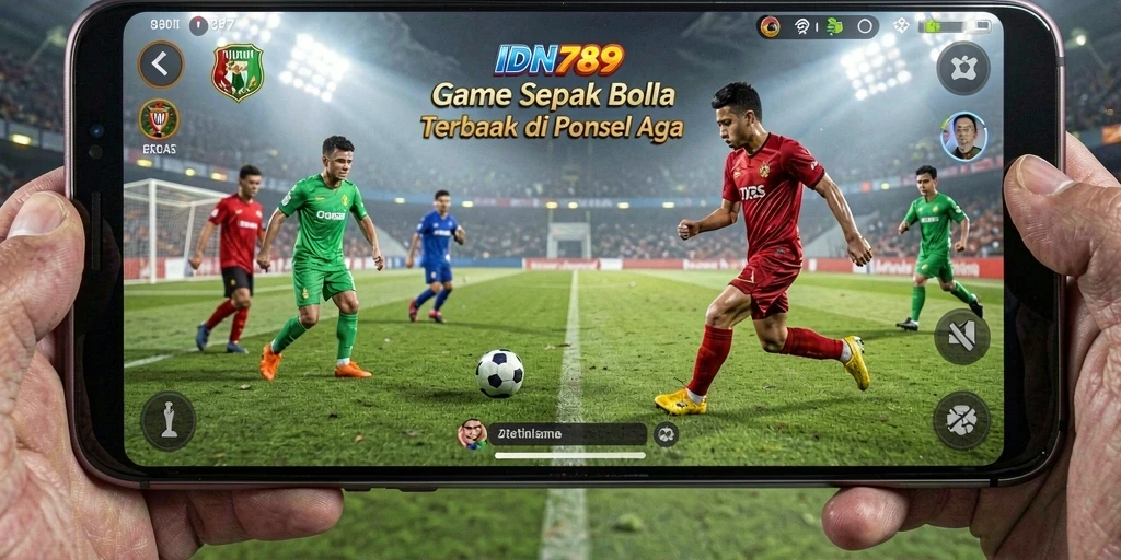 Screenshot menunjukkan aksi dramatis di lapangan sepak bola.