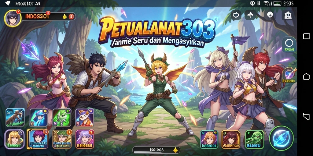 Tangkapan layar gameplay INDOSLOT303 menampilkan karakter anime yang menakjubkan.