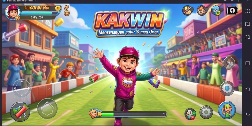 Screenshot KAKWIN menampilkan aksi seru dalam permainan arcade.