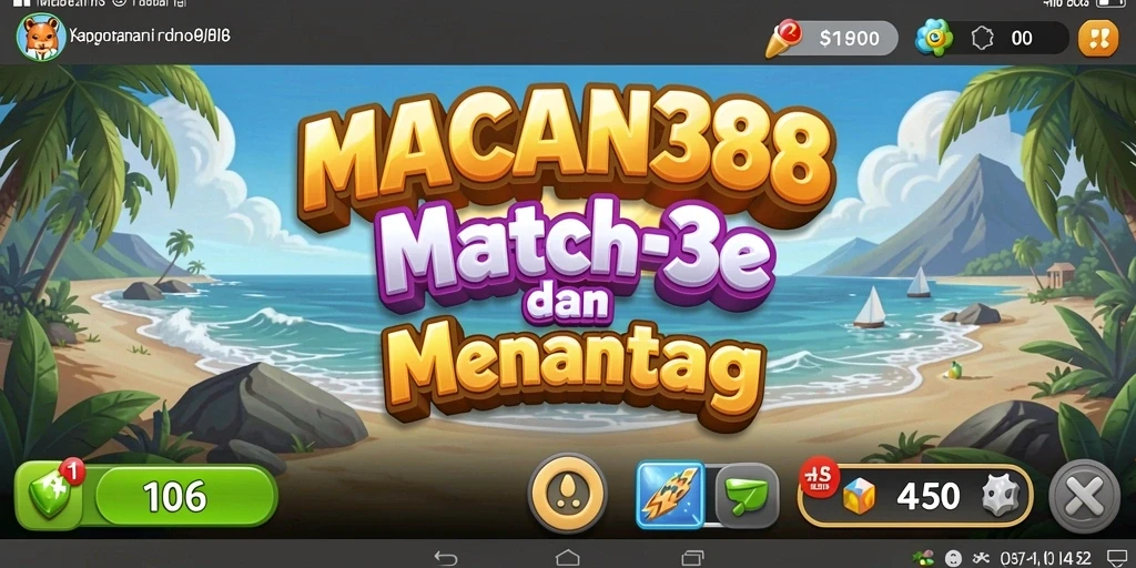 Screenshot gameplay MACAN388 menampilkan aksi seru permainan Match-3.
