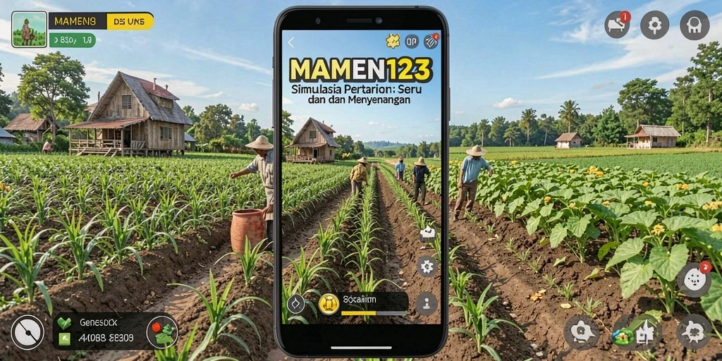 Screenshot MAMEN123 menampilkan gameplay bertani yang memukau.