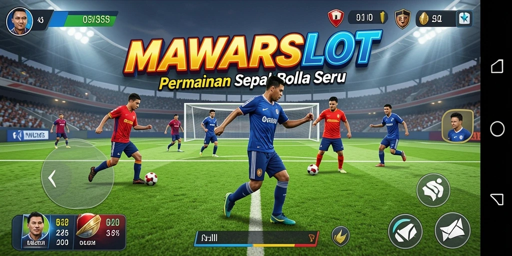 Tampilan dinamis dari gameplay sepak bola di MAWARSLOT.