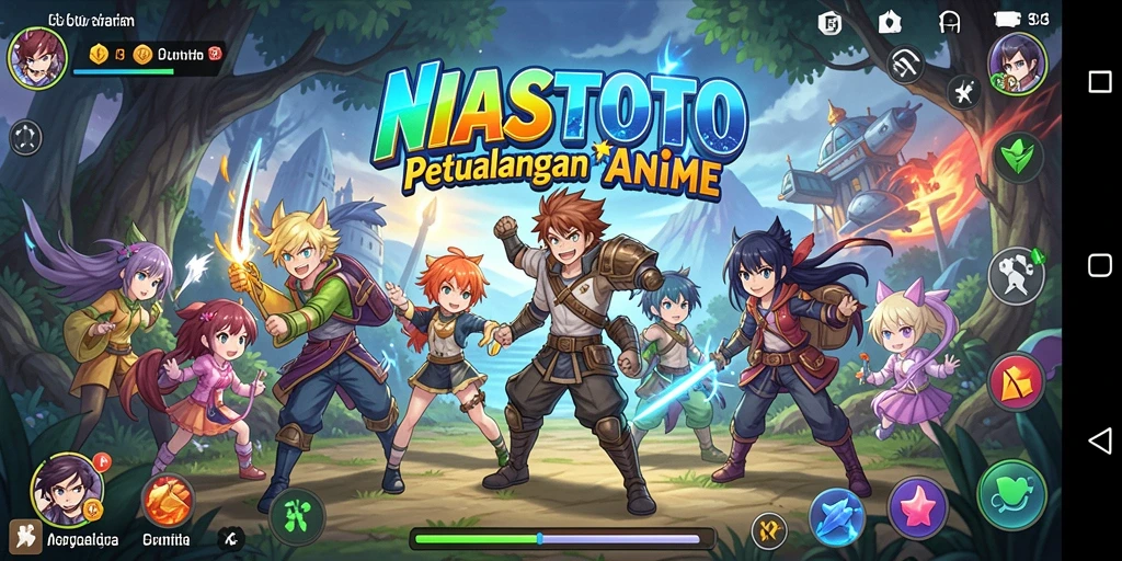 Tampilan gameplay seru dari NIASTOTO dengan karakter anime yang menarik.