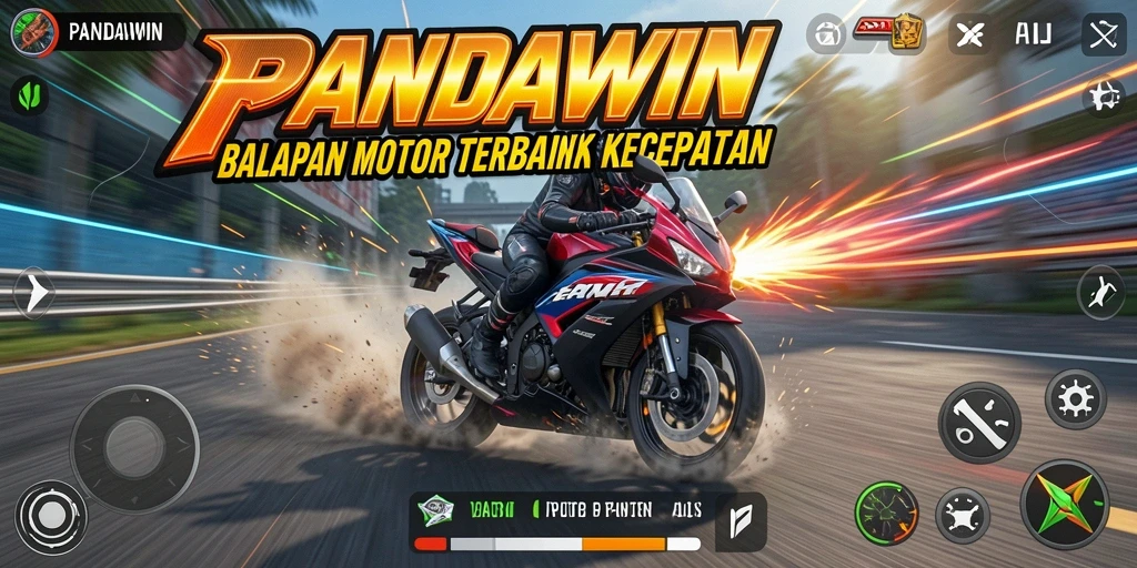 Tampilan gameplay seru dalam balapan motor.