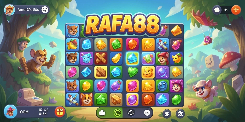 Tangkapan layar gameplay RAFA88, menunjukkan momen mencocokkan yang seru.