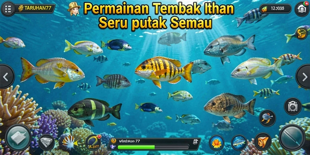 Tampilan gameplay Tembak Ikan yang seru dan mengasyikkan di TARUHAN77.