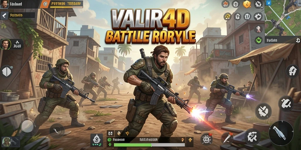 Screenshot VALIR4D menampilkan aksi Battle Royale yang mendebarkan.
