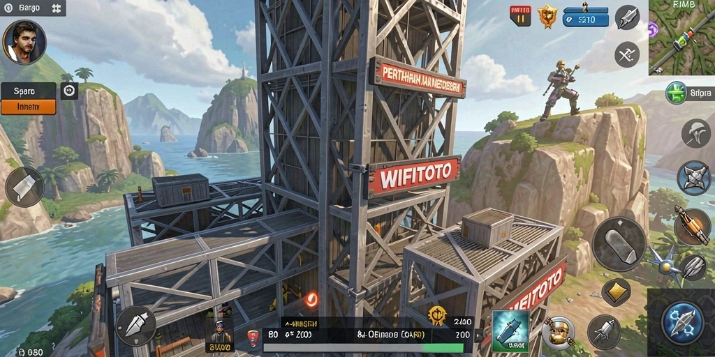 Screenshot gameplay WIFITOTO menampilkan aksi pertahanan menara yang seru.