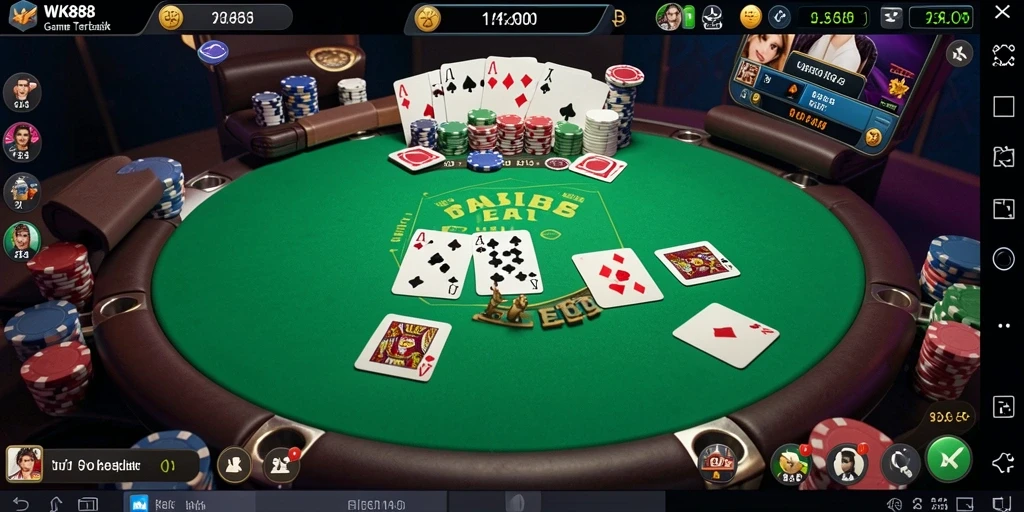 Tampilan gameplay Poker yang seru dan mengasyikkan di WK888.